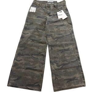Refrain Women Los Angeles Printed Wide Leg Pants Mid Rise Baggy Camo 9/29 Grunge